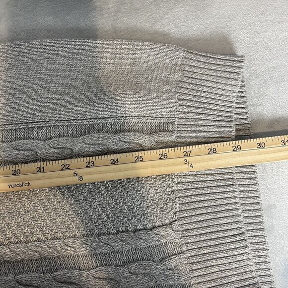 Nautica Mens Cable Knit Sweater Sz L Gray Crew Fisherman Sailing Preppy Casual - Picture 9 of 9